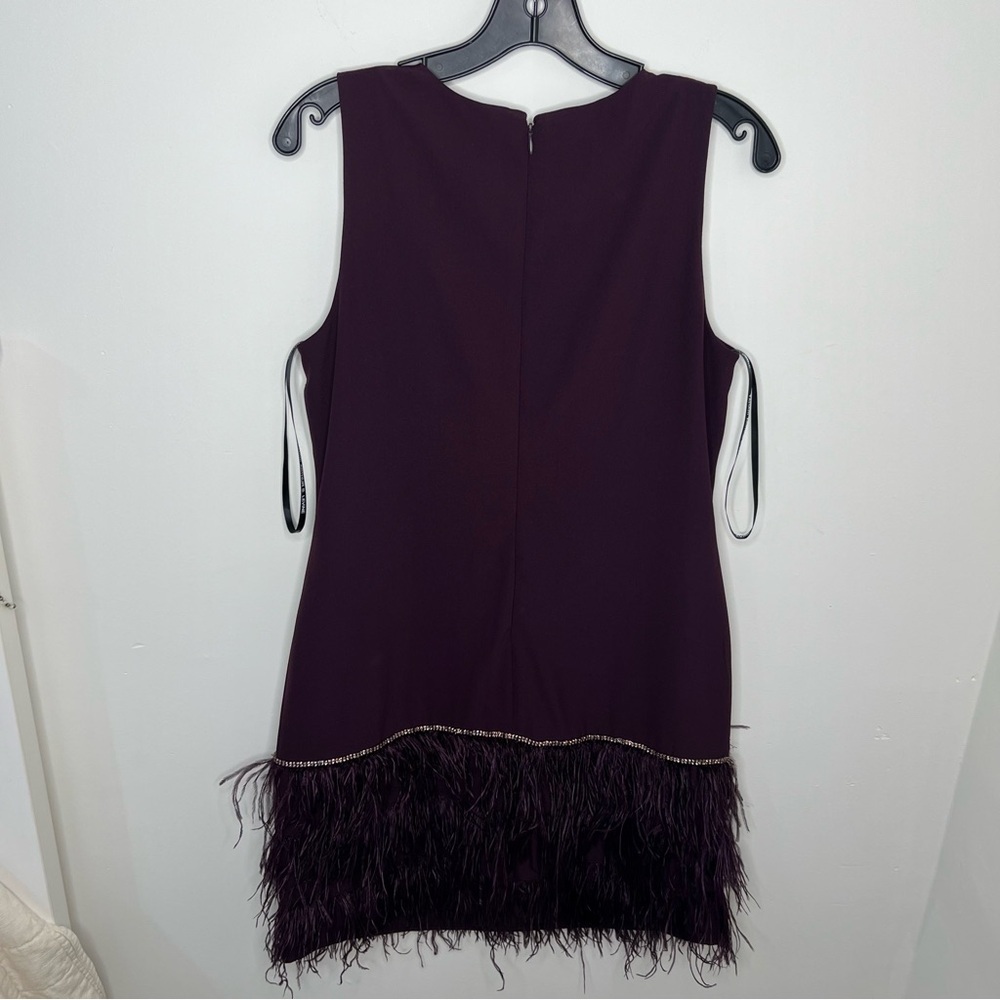 Tahari Purple Dress Feathers and Rhinestones Size 6 - Picture 3 of 10